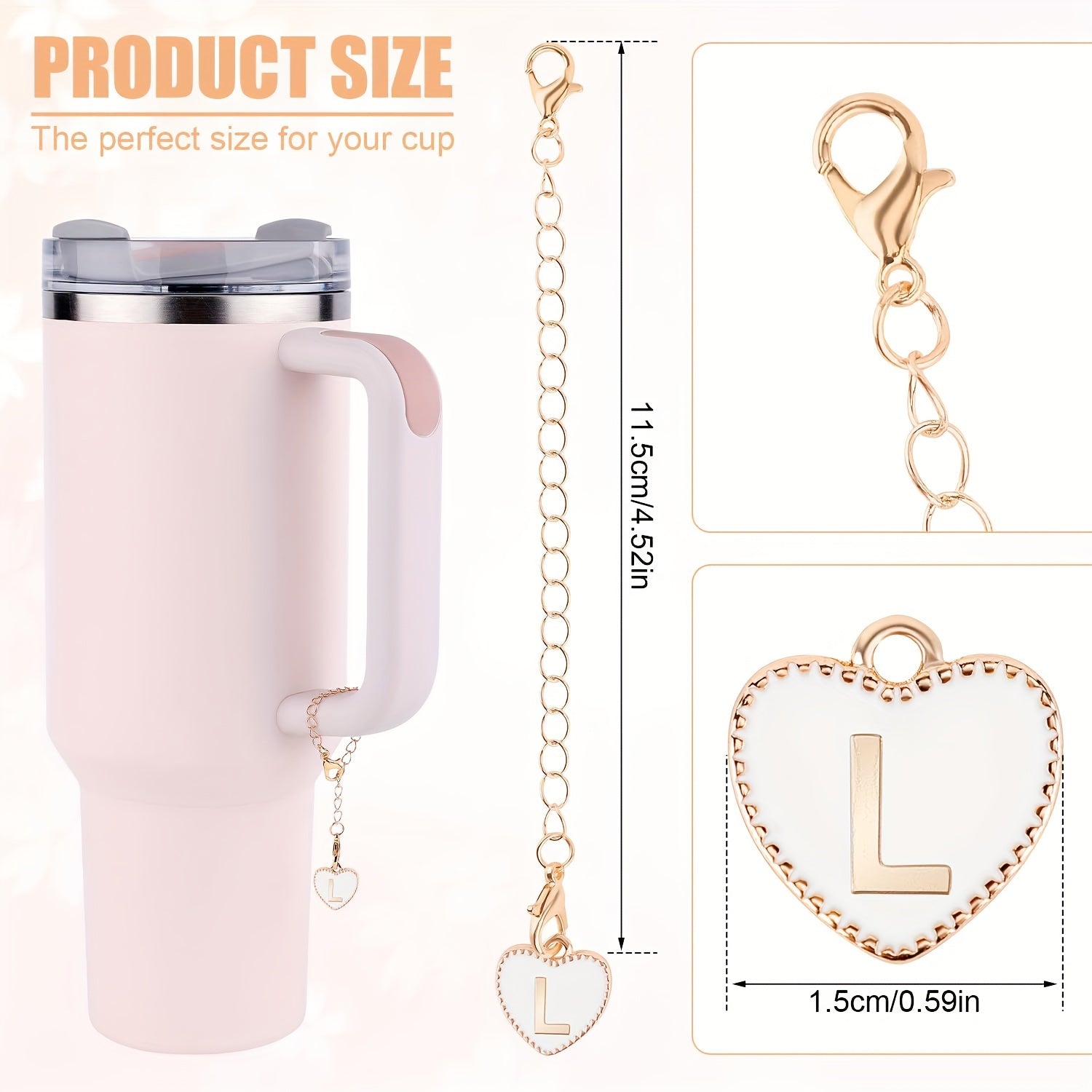 2pcs Initial A Letter Charms for Tumbler Water Cup Handle, Letter Charm Gift