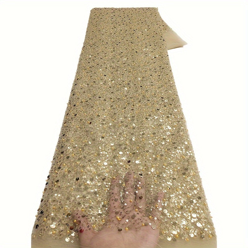 High African Lace Fabric French Net Sequins Embroidered Lace Tulle Beaded Lace