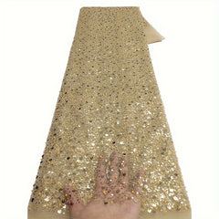 High African Lace Fabric French Net Sequins Embroidered Lace Tulle Beaded Lace