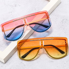 Oversize Metal Sunglasses Colorful Rhinestone Glasses
