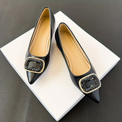 Women's Buckle Decor Point Toe Block Heel Shoes