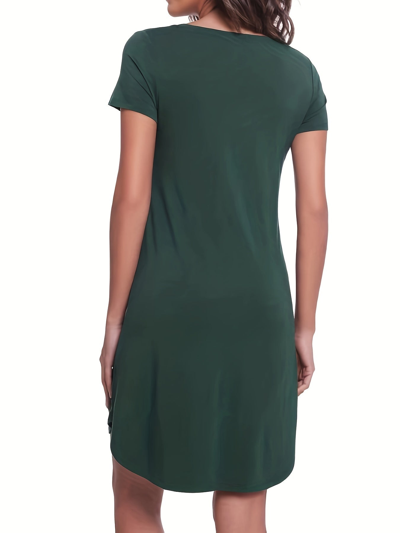 Letter Print NightDress Short Sleeve Crew Neck Pajama Dress