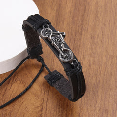 Men's Vintage Leather Bike Bracelet