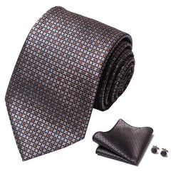 Men's Classic Business Tie Set with Pocket Square & Cufflinks
