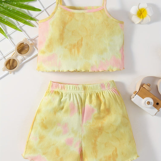 Girls Camisole & Shorts Set Gradient Casual Summer Kids Clothes