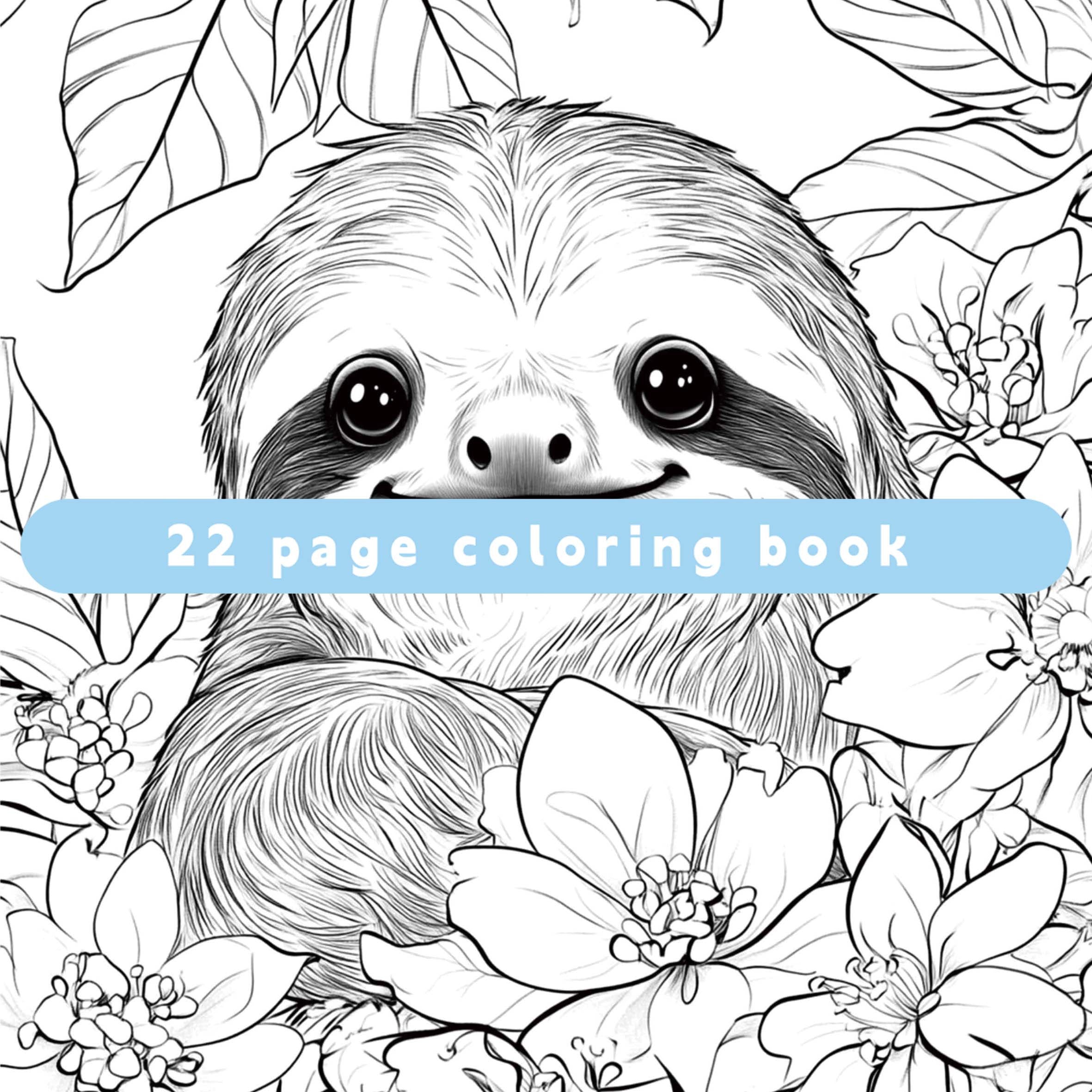 XF Sloth Coloring Book 22 Pages Adult Relaxation