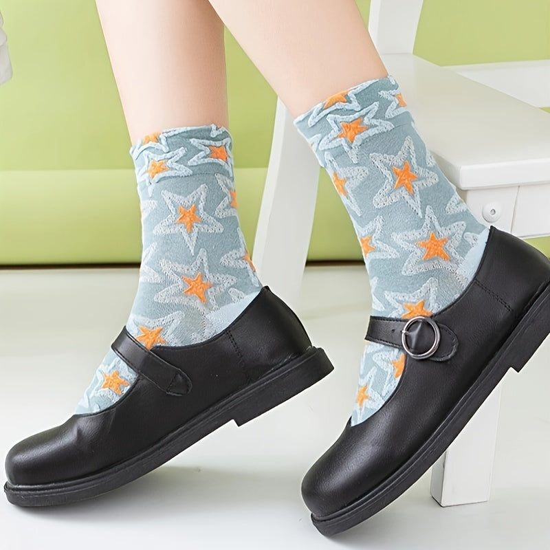 5 Pairs Star Print Socks Women's Stockings