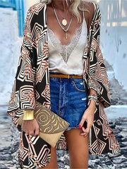  Boho Floral Cardigan Open Front Long Sleeve