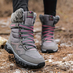 Women's Winter High Top Snow Boots Thickened Non slip Faux Leather Hiking Boots