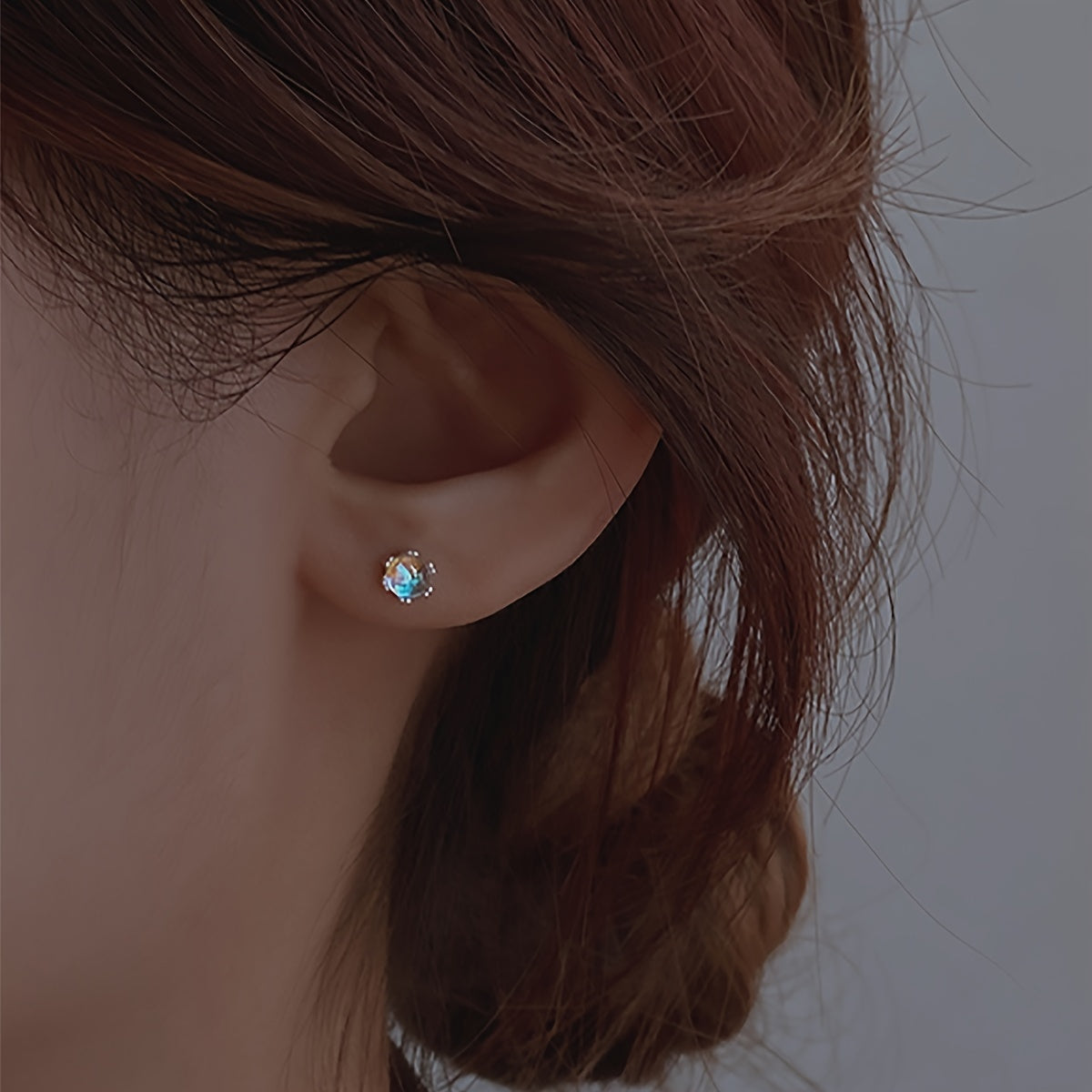 Moonstone Stud Earrings Delicate Jewelry 1Pair