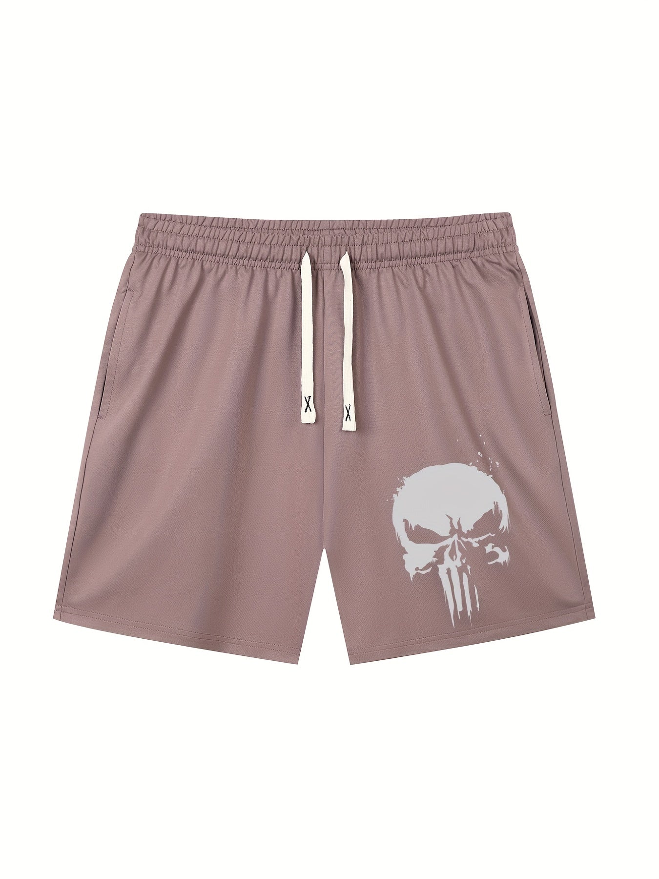 Skull Pattern Comfy Shorts Men's Casual Elastic Waist Drawstring Shorts