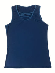 Sporty Tank Top Women Plus Criss Cross Front Stretch Tank Top