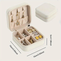 Portable Grid Jewelry Storage Box Necklaces Organizer Case