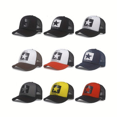 Pentagram Print Mesh Baseball Cap Unisex Trucker Hat Hip Hop Adjustable Dad Hat