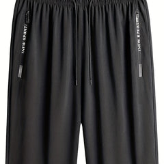 Men's Active Shorts with Zipper Pockets and Drawstring Waist