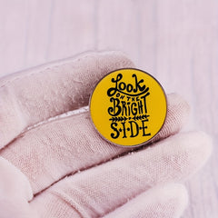 Bright Side Metal Badge Letter Pattern Pin Brooch