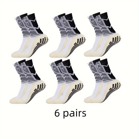 6 Pairs Men's Mid Crew Sport Socks Sweat-absorbing Comfy Breathable Socks