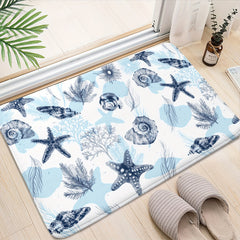 Stylish Non Slip Bathroom Mat Starfish Print Absorbent Anti Skid Floor Pad