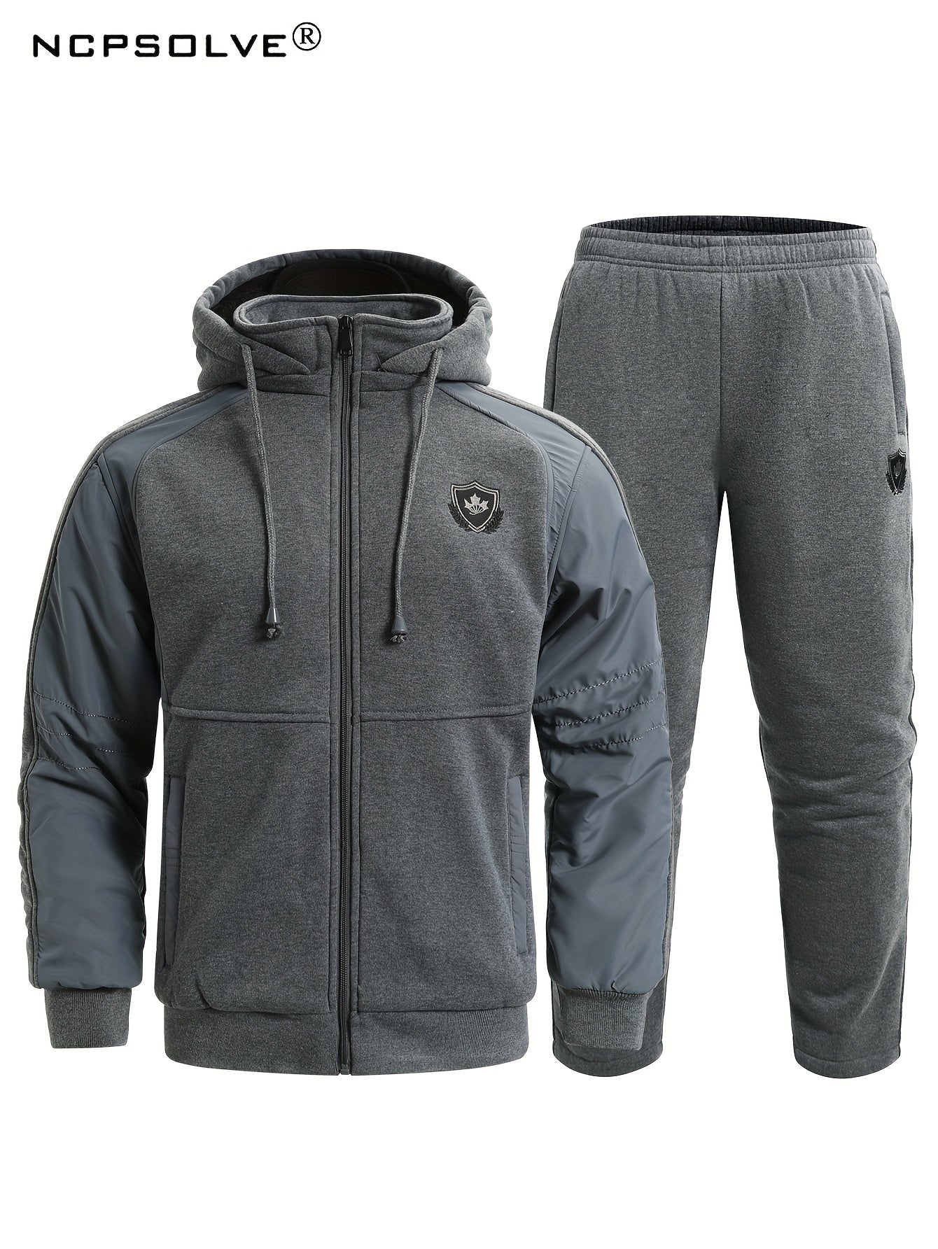 Men's Zip Up Warm Jacket & Drawstring Pants Casual Suit