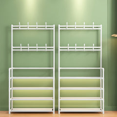 4 Tier Standing Shoe Rack with 8 Hooks - Multi-functional Shoe and Hat Rack