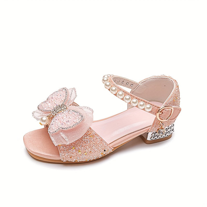 Bowknot High Heel Shoes For Girls Lightweight Non Slip Soft Bottom Dancing Shoes