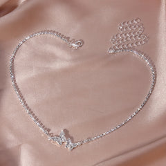 Rhinestone Butterfly Claw Chain Necklace