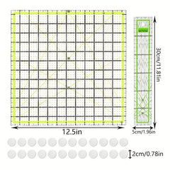 2pcs Quilting Rulers w/ Non Slip Rings Fabric Cutting Ruler for Quilting/Sewing