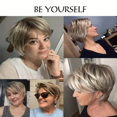 Short Pixie Cut Synthetic Wig With Bangs Natural Looking