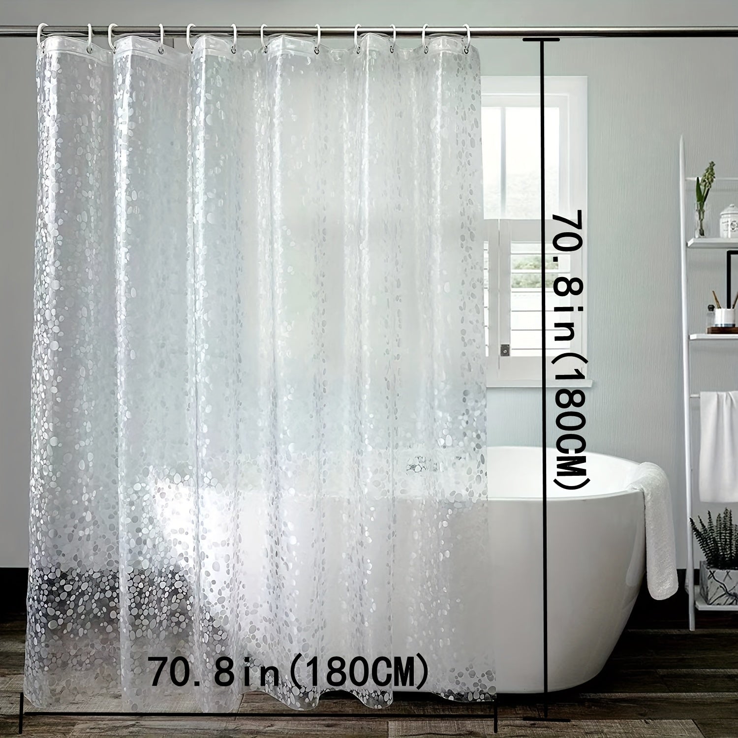 PEVA 3D Cobblestone Shower Curtain Waterproof Mold Resistant with Metal Eyelets