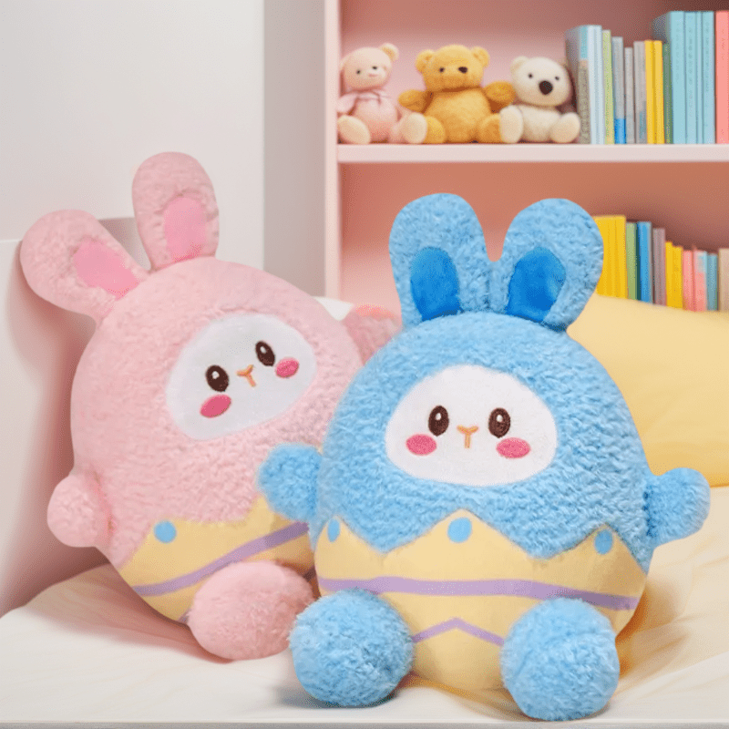 Pastel Pink Bunny Egg Plush Toy Soft Stuffed Rabbit Hug & Play Companion