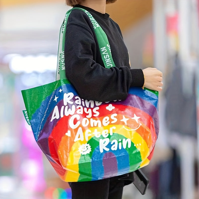 Rainbow Large Tote Bag Shoulder Bag Eco Friendly Shopping Grocery Bag
