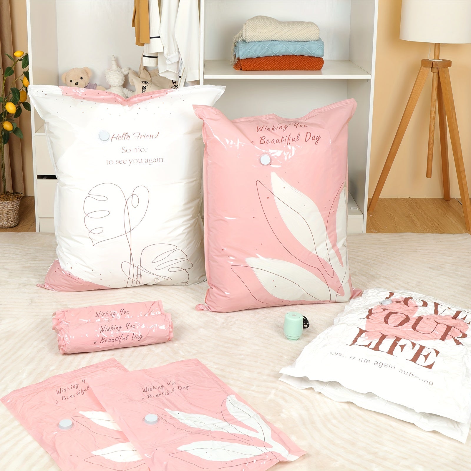 2pcs Vacuum Compression Storage Bags for Clothes Blankets Shirts Household