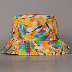 Colorful Graffiti Reversible Bucket Hat Orange Fisherman Sun Cap