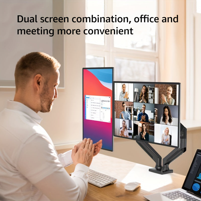 PC Monitor Arm Dual Stand Adjustable Spring Desk Mount For Dual Monitors