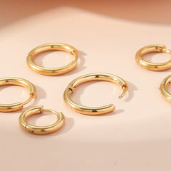 Paris Women's Small Hoop Huggie Earrings 18K Plated