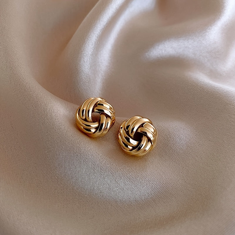 Twist Knotted Stud Earrings Alloy Jewelry for Women & Girls