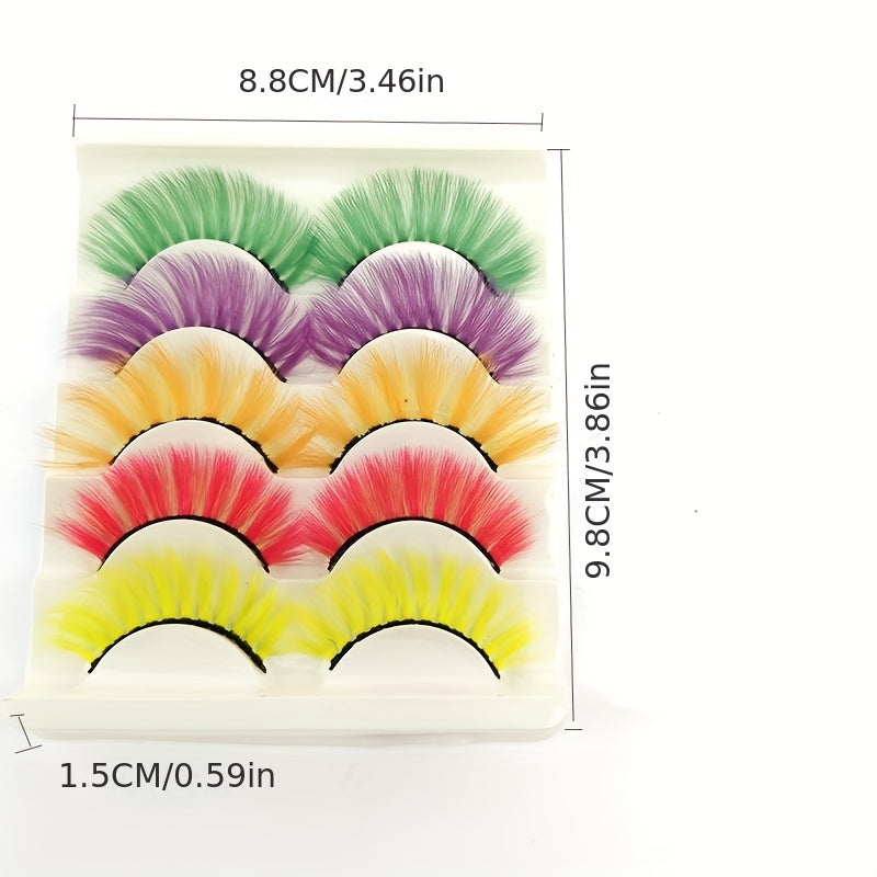 5 Pairs Fluffy Wispy Curly False Eyelashes for Festivals Stage Makeup