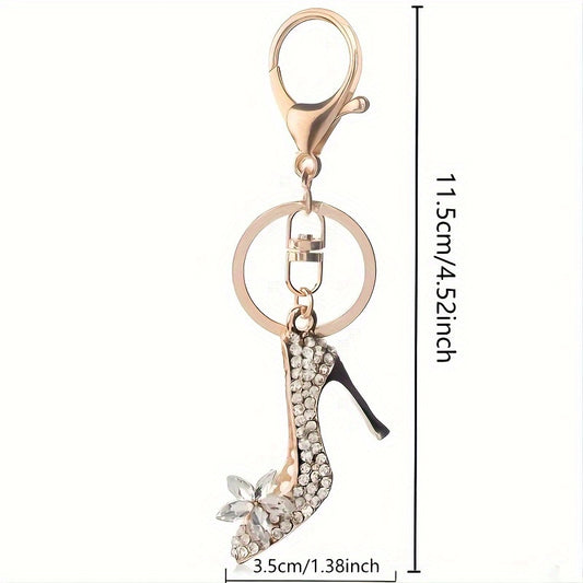 High Heel Shoes Keychain With Rhinestone Decoration