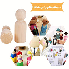 20pcs Unfinished Wooden Peg Dolls Angel DIY Natural Doll Bodies