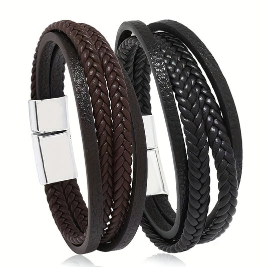 Men's Vintage Weave PU Leather Bracelet