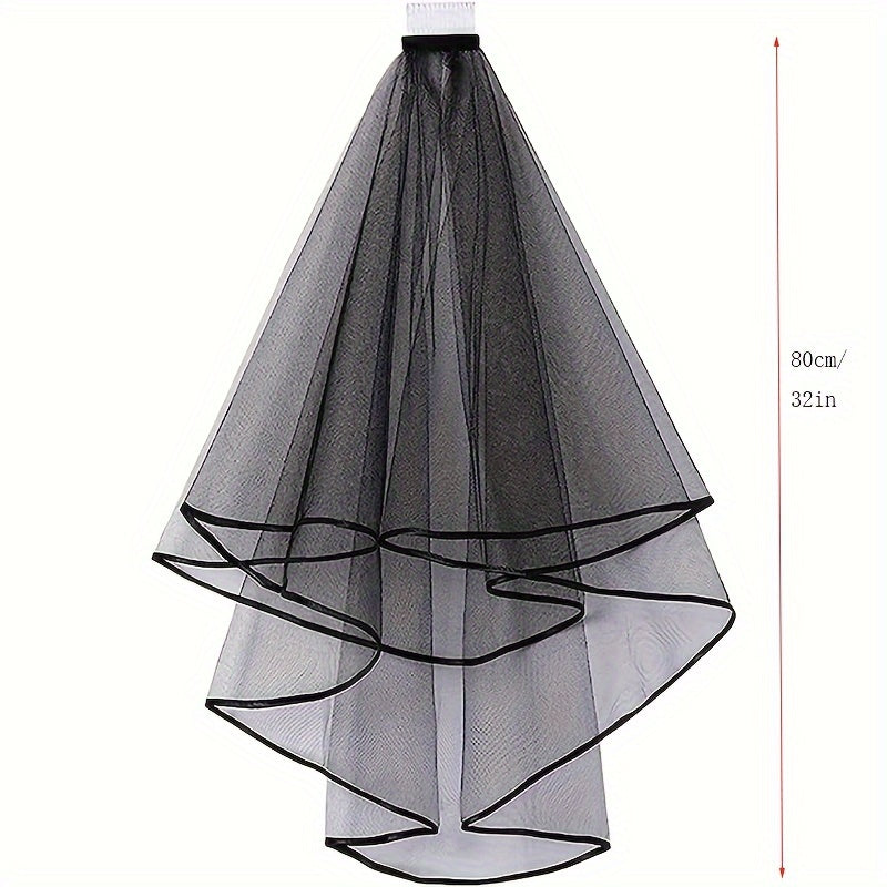 Polyester Double Layer Bridal Wedding Veil with Comb