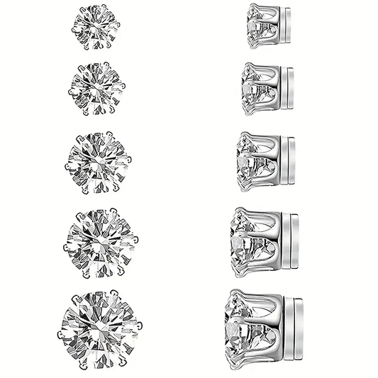 5 Pairs Magnetic Stud Earrings Set for Girls, Stylish Daily Decoration