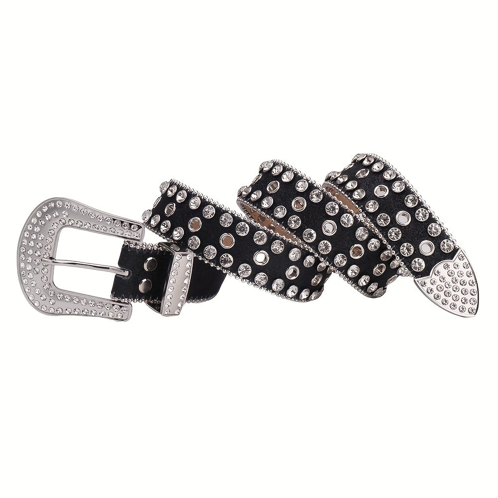 Western Rhinestone Belt Women's Punk Studded PU Leather Belts