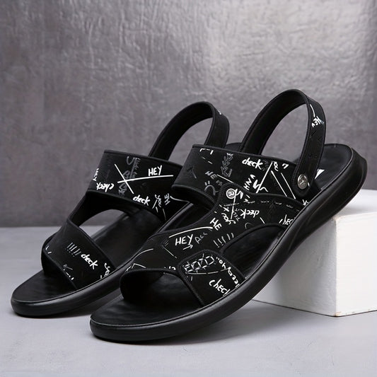 Men's Letter Print Slip-On Slide Sandals Outdoor Walking Shoes
