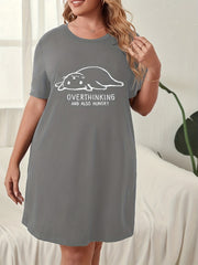 Women's Plus Cat & Letter Print Sleep Dress