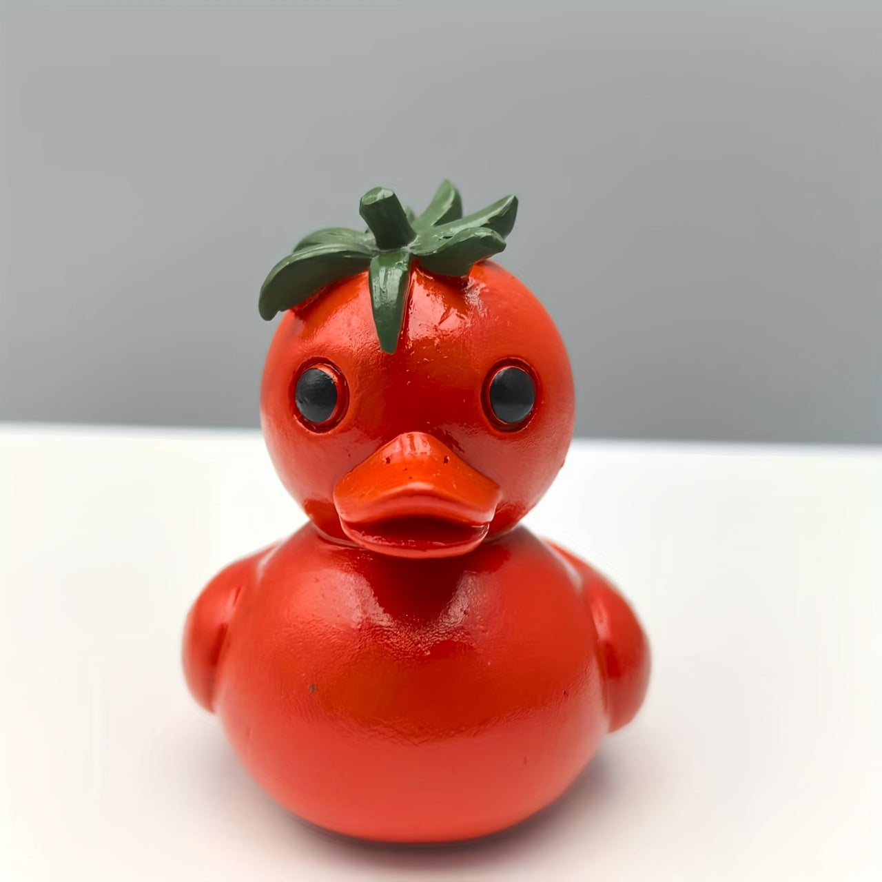 Playful Tomato Duck Figurine Resin Decor