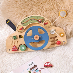 Wooden Steering Wheel Toy for Kids - Educational Pretend Play Game