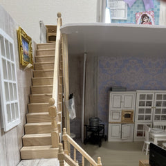 DIY 1:12 Dollhouse Model with Vintage Stairs & Handrails