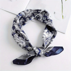 Vintage Paisley Print Silk Square Scarf Thin Bandana Neckerchief