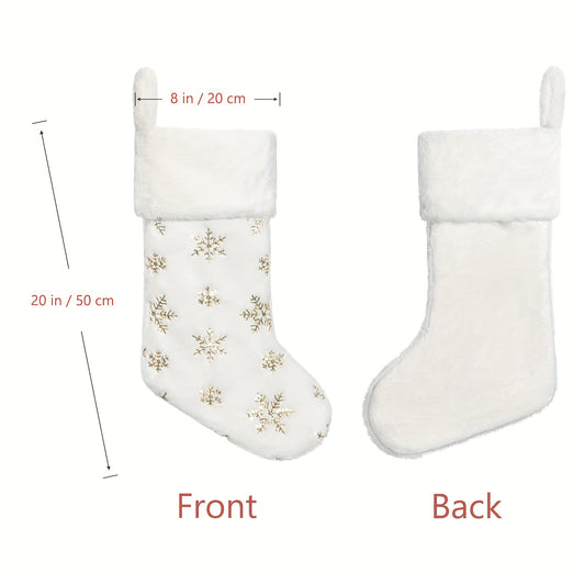 Snowy Christmas Stockings Faux Fur Hanging Ornaments Candy Gift Bags